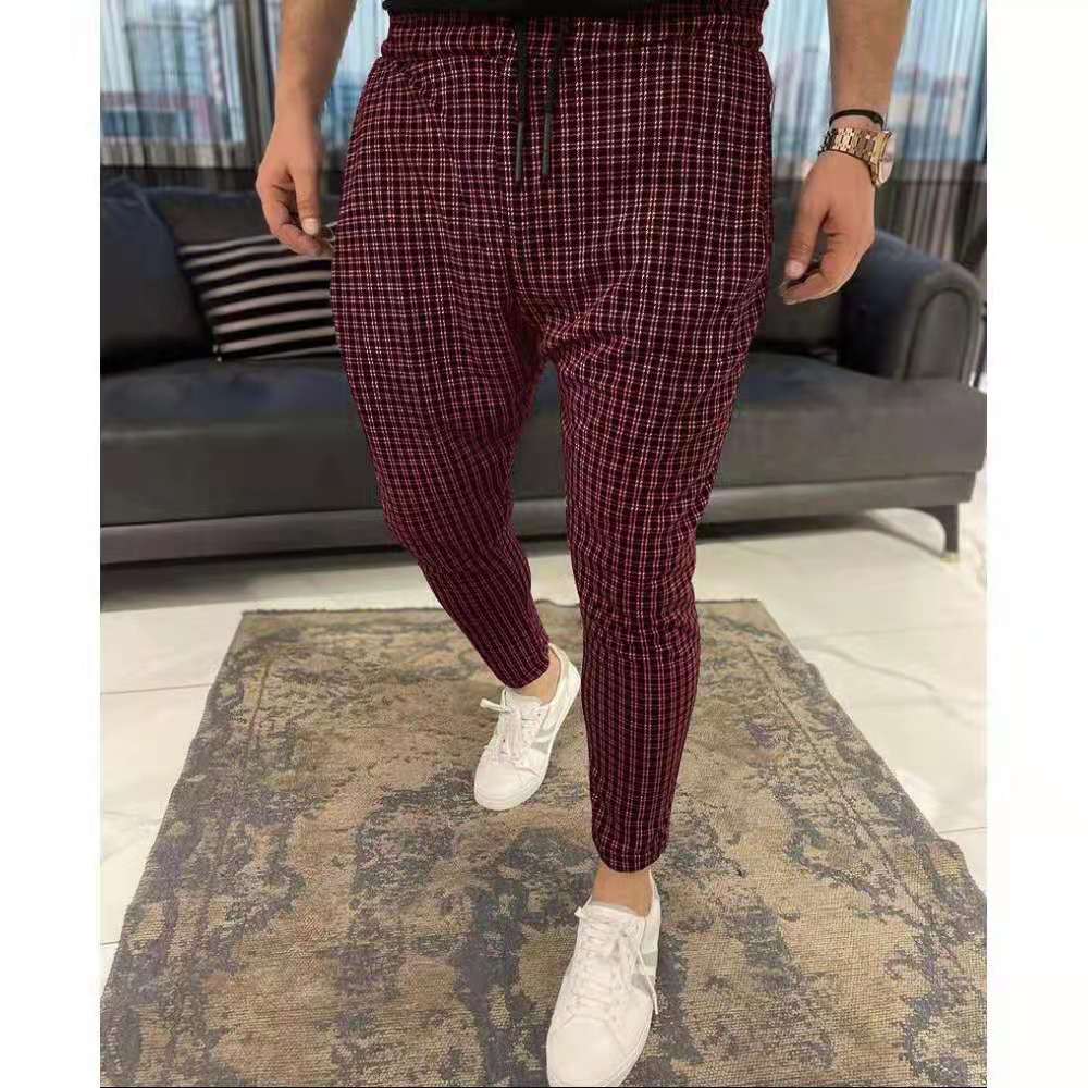 Mens burgundy plaid on sale pants