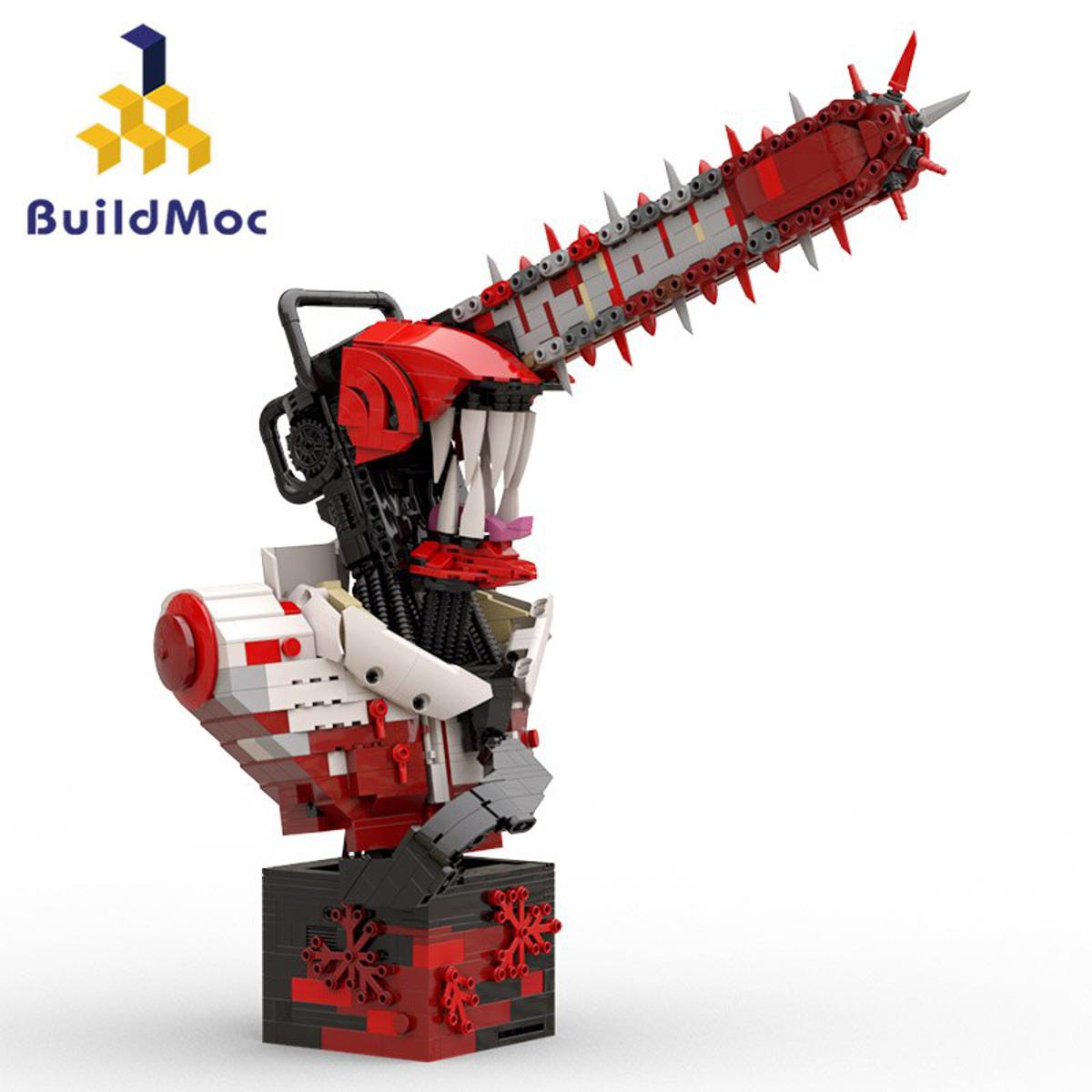 MOC Anime Chainsawed Man Denji Statue Building Blocks Set Demoned Pochitar Character Figures Brickheadz Bricks Birthday Toy Gift