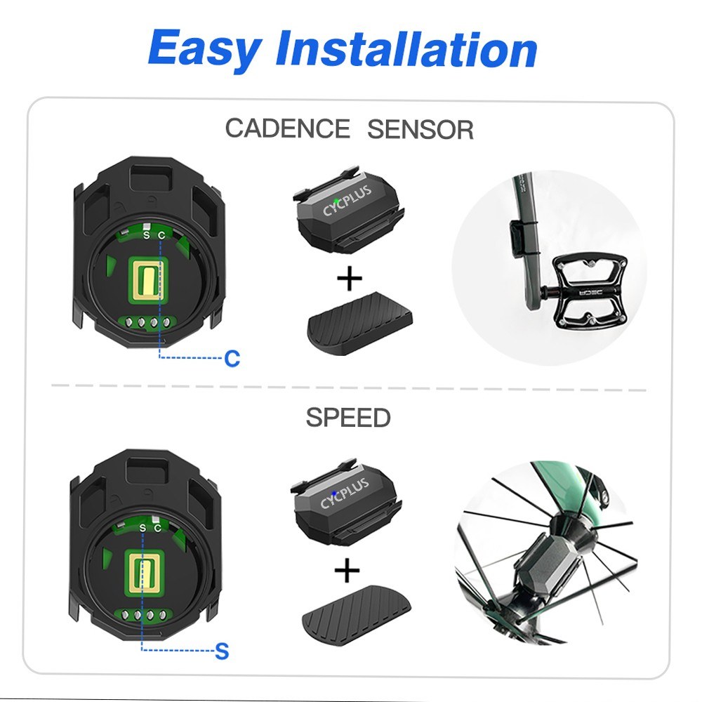 CYCPLUS 2-in-1Bike Speed/Cadence Sensor - black. 