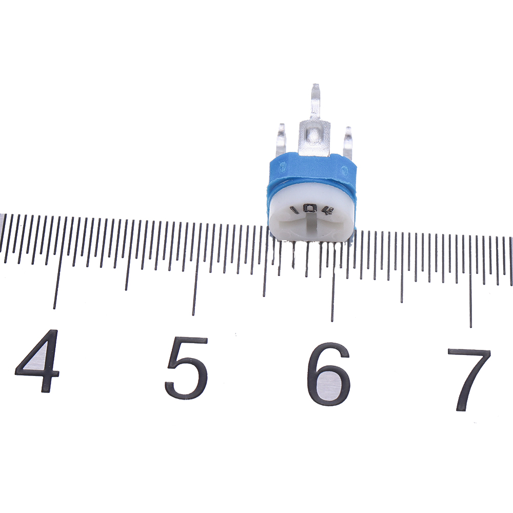 10Pcs- RM065 RM-065 VR 100K Ohm 104 Potentiometer Trimmer Trim Pot 100K Ohm 104 Trimpot Potentiometer Variable Resistor Top Adjustment Single Turn 6mm V/R 3 Pin Leads. 
