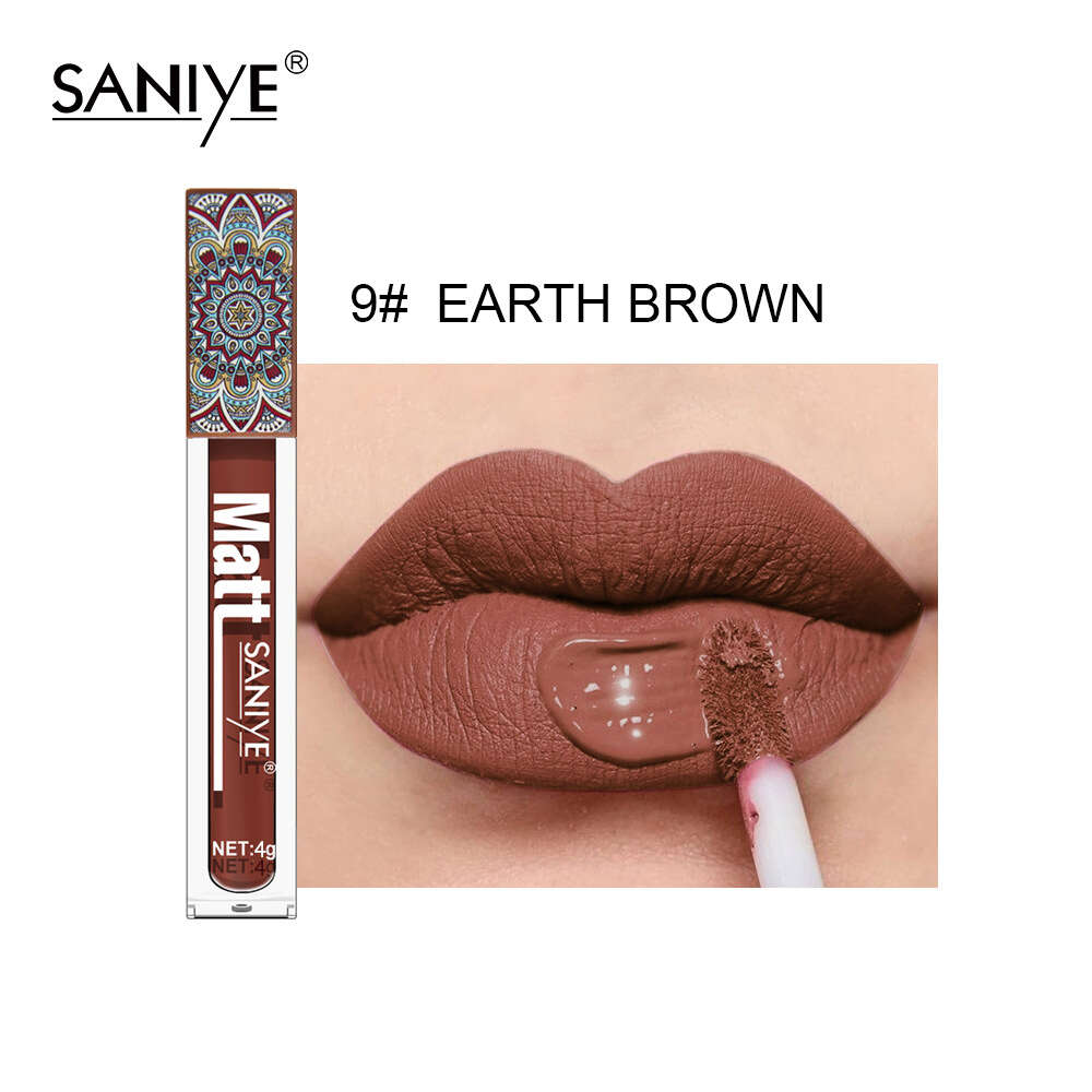 SANIYE small square tube matte non stick cup 3D printing color lipstick not easy to fade lip gloss. 