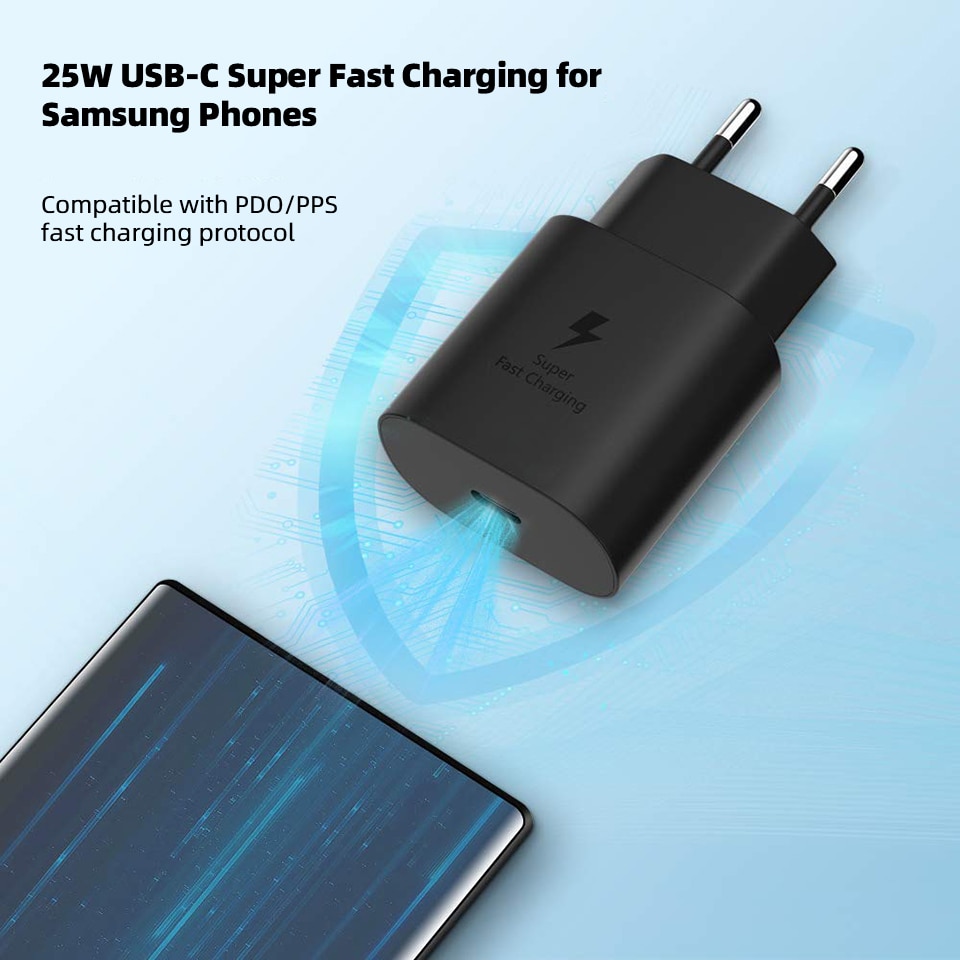 【happy one】For Samsung Ultra Charger PD 25W Adapter Type C Chargeur for Galaxy S21+ S20 FE 5G Phone USB C Charger EU US UK AU. 
