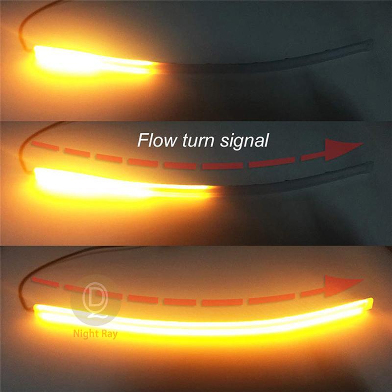 2x 2021 Latest LED Car DRL Daytime Running Light Automatic Motorcycle Mobile Turn Signal Bicycle Thin Strip Light Modeling Accessories（Ice Blue&Yellow-30cm）. 