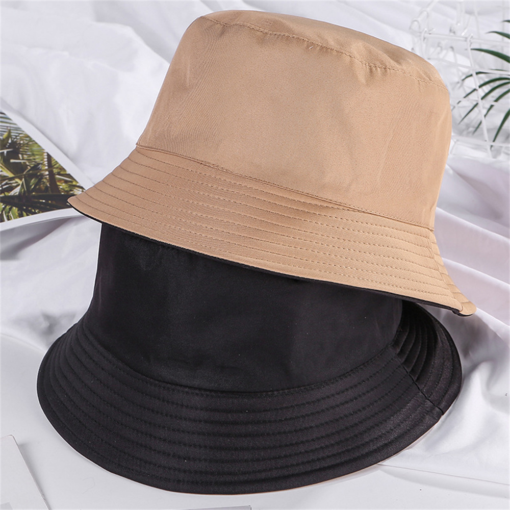 Doublesided Wearing Hat Foldable Bucket Hat Solid Color DoubleSide