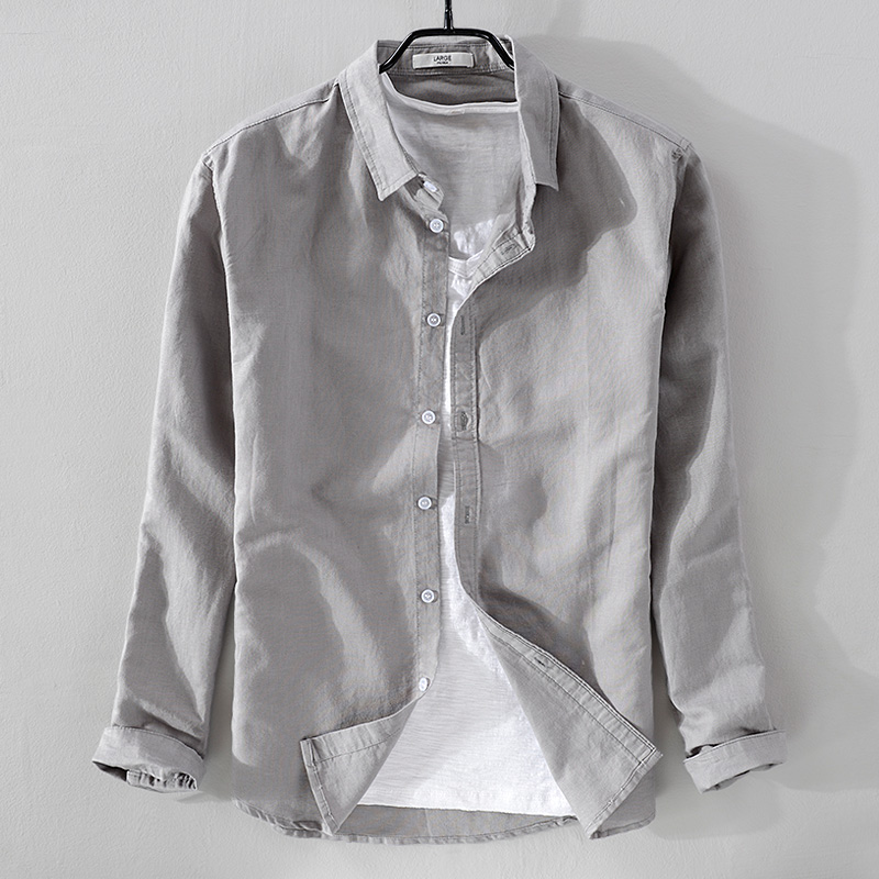 50s chandlen cotton shirt（New style sky blue shirt men brand 