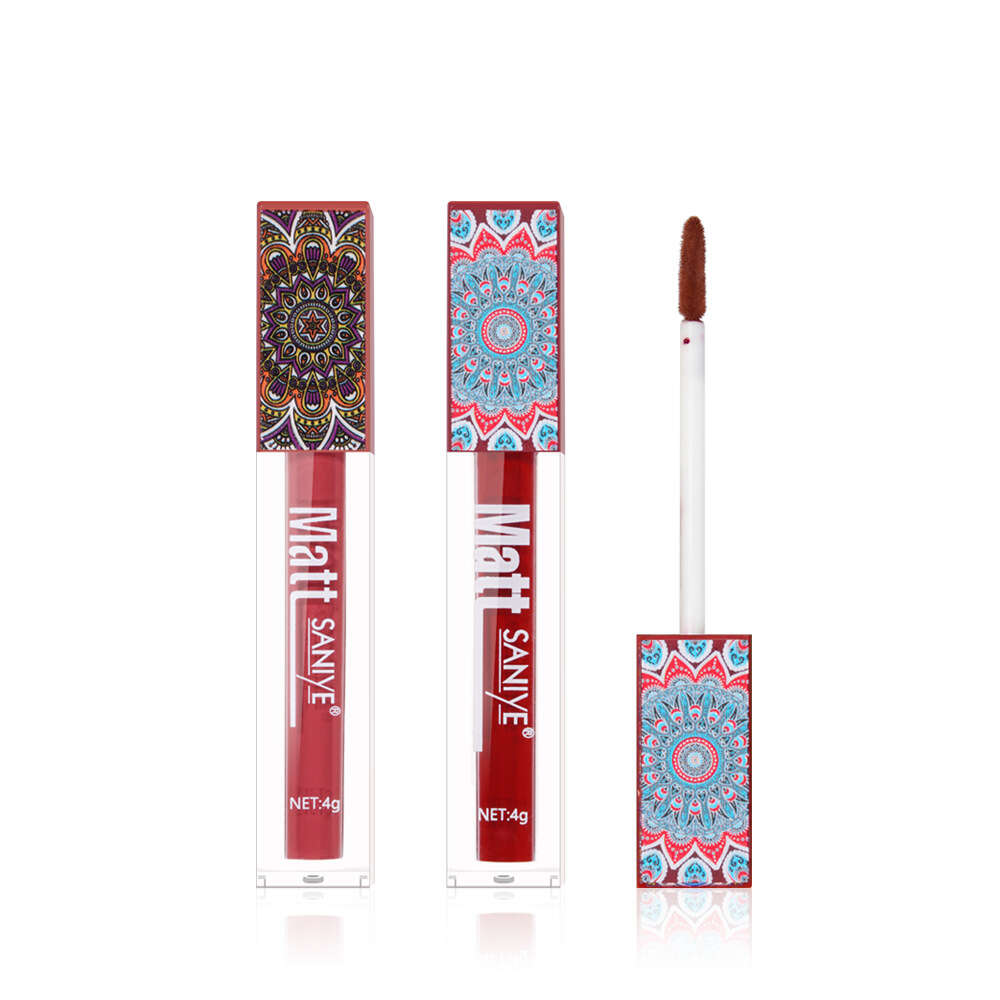SANIYE small square tube matte non stick cup 3D printing color lipstick not easy to fade lip gloss. 