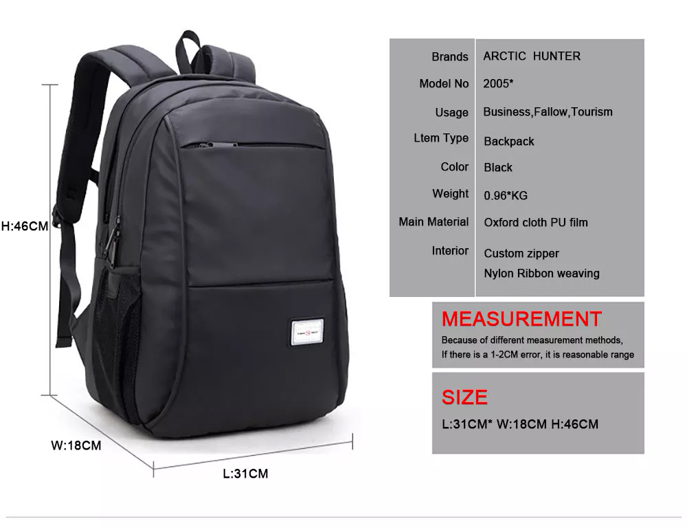 Arctic Hunter 20005 17 Inch Laptop Bag With Usb Port (Black)
