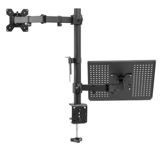 Monitor arm/stand desk mount with laptop or tab option