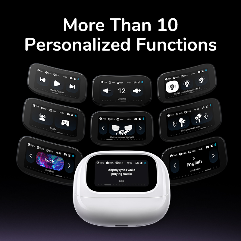 UGREEN T6 Magic Hi-Res Bluetooth Earphones ANC Active Noise Cancelling 52dB Touch Screen Wireless In-Ear Sports Suitable for iPhone 16 Pro Max. 