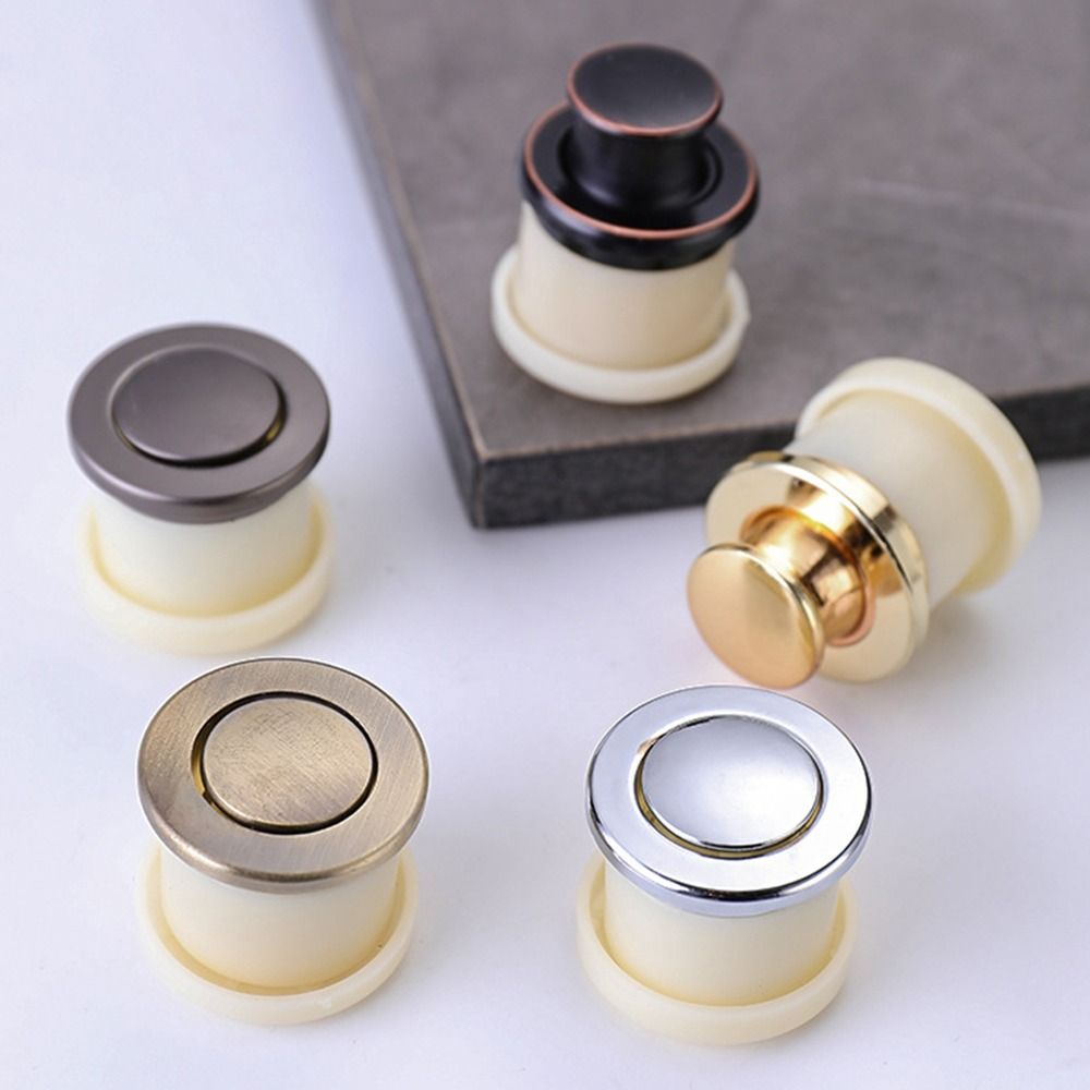 Cabinet Pull Minimalist Zinc Alloy Door Handle Pop-up Invisible Wardrobe Cabinet Knobs Retractable Embedded Spring Bouncing Handle Household. 