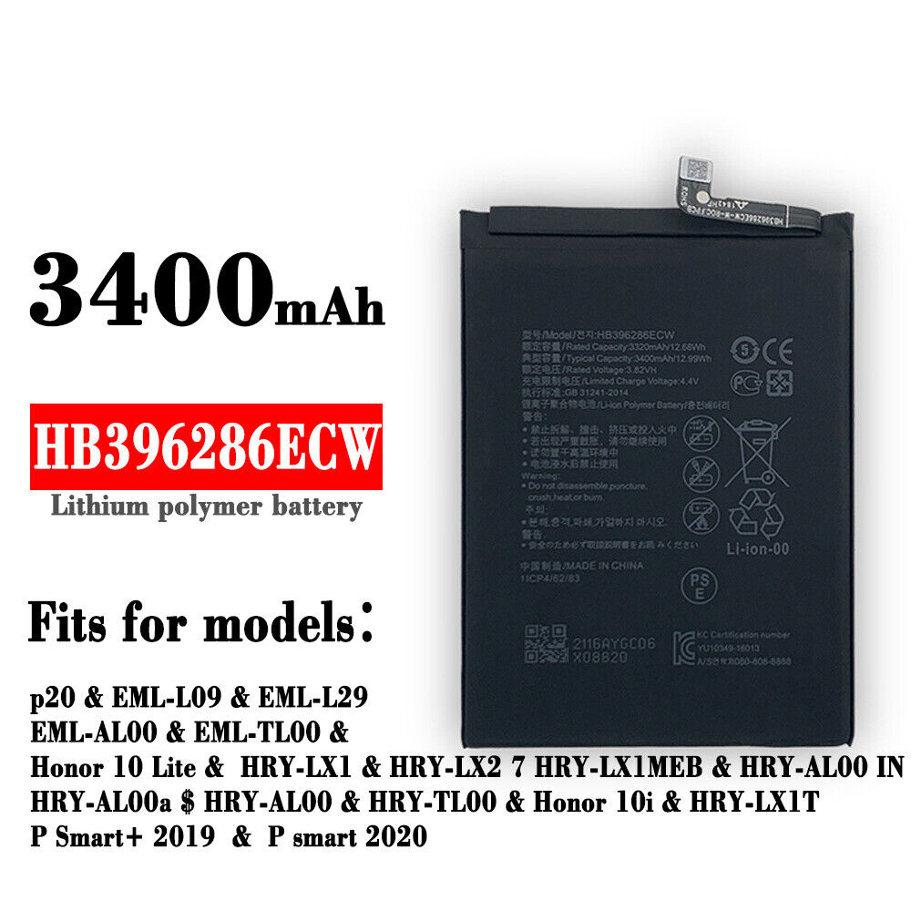 Huawei HB396285ECW 3400 mAh Mobile Battery for Huawei P Smart Plus 2019. 