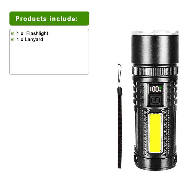 1000000 Lumens 500W NEW Wick Powerful Flashlight Rejected Tactical Flash Light Long Range 3000M Search Lamp With Side Light. 