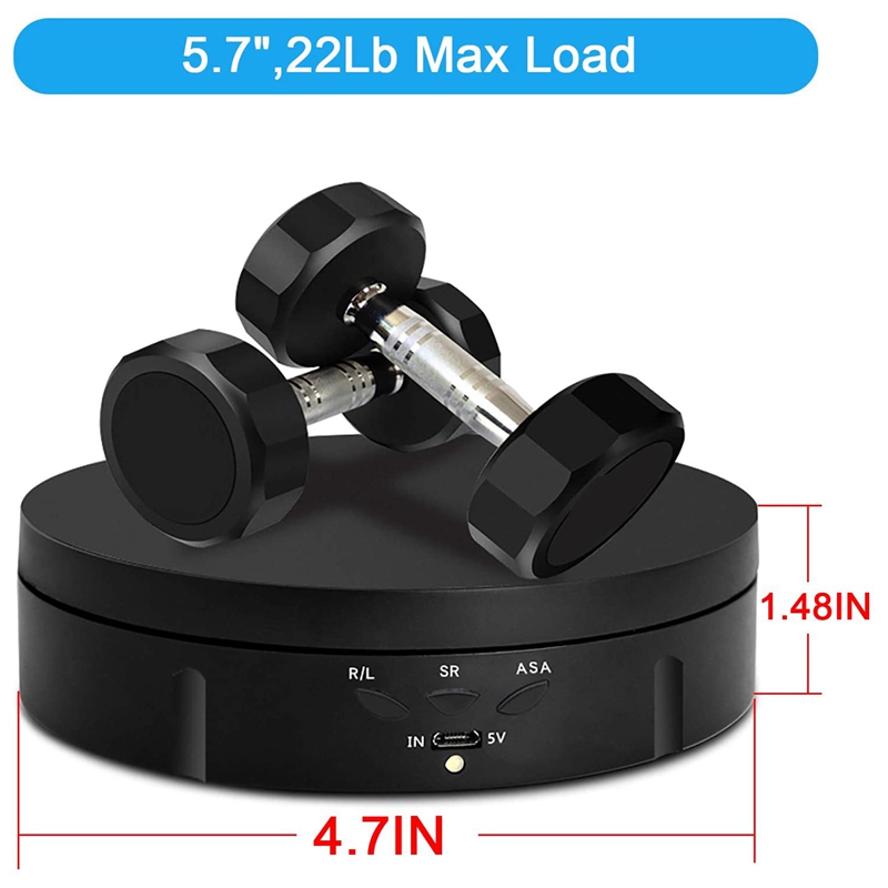 Motorized Rotating Display Stand, 360 Degree Photography Turntable with 6 PVC Backgrounds,/USB Supply. 