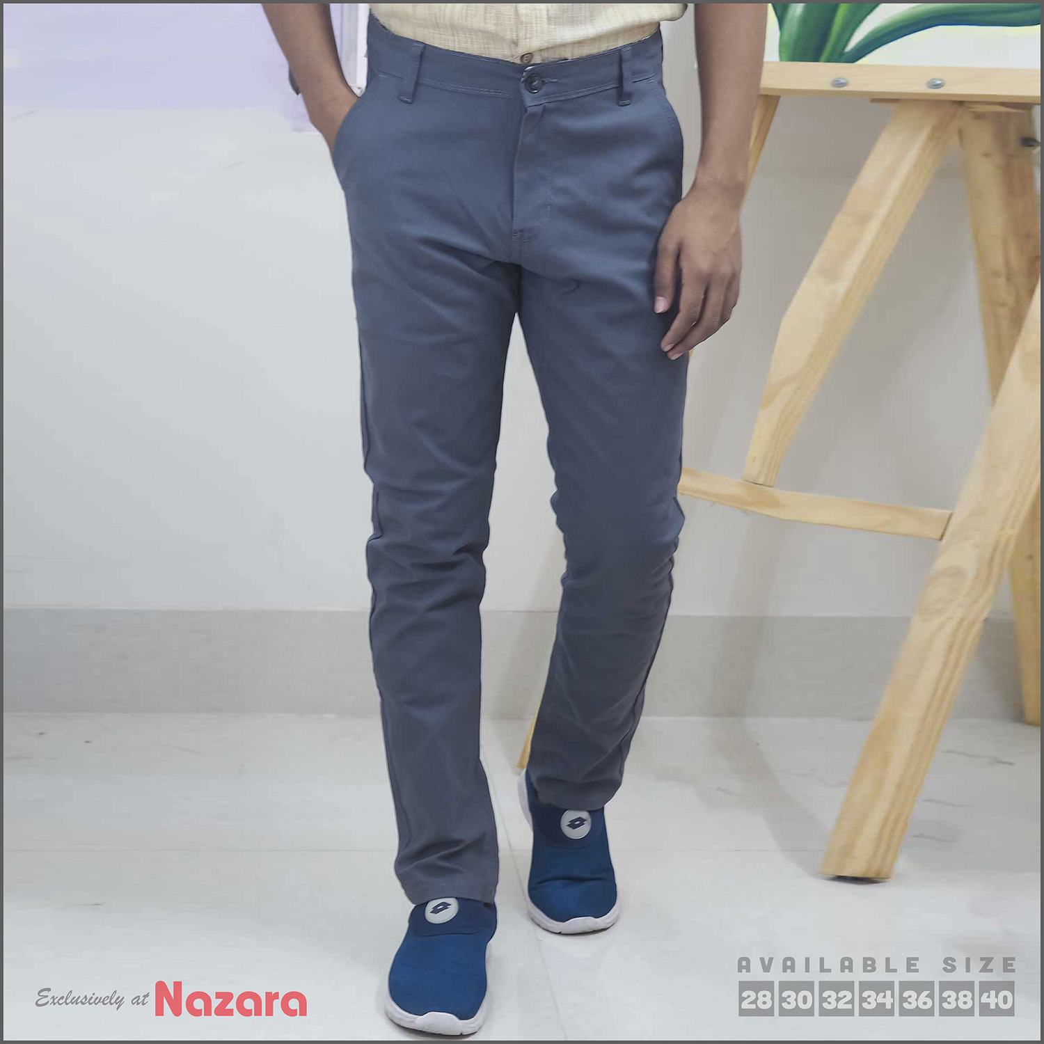 Slim-Fit Chino Gabardine Pants Dark Ash