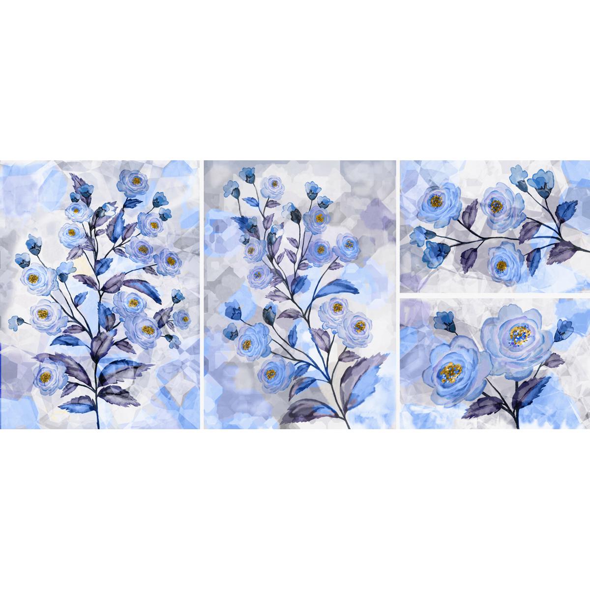 CNVS-641  78″ inch x 48″ inch   Set Of Pictures With Different Textures And Colors Blue Rose
