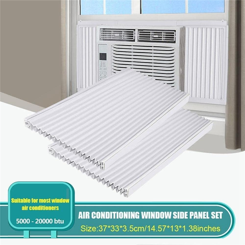 Window Air Conditioner Side Panels With Frame, Room AC Accordion Filler Curtain Kit Replacement Adjustable With Frame. 
