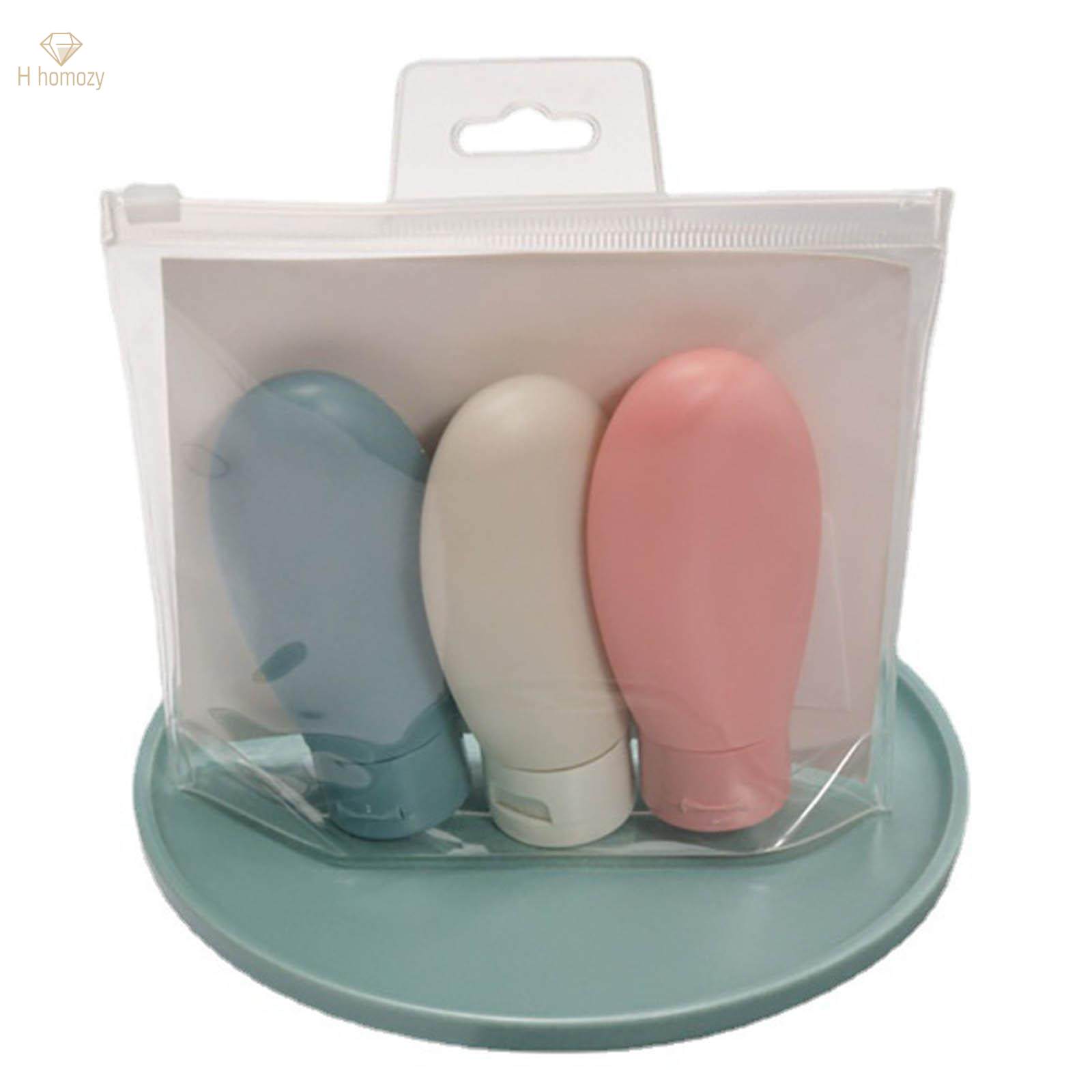 3Pcs Portable Travel Bottles Set Squeezable Toiletries Containers for Lotion. 
