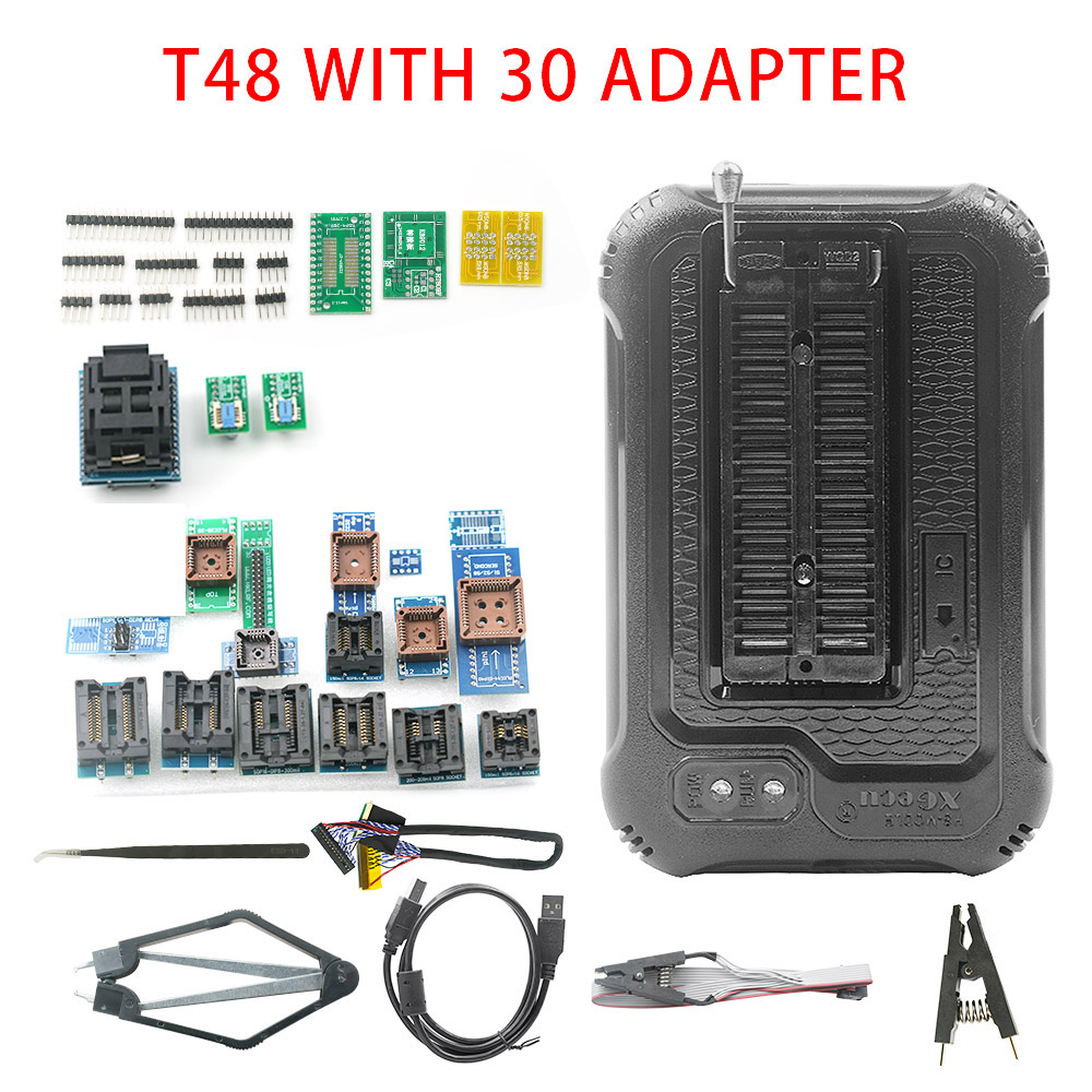 XGecu T48 Programmer 56 Pin Drivers ISP Support 21000+ with 30 adapters Original EMMC-ISP Version 1 /ADP_F48_EX-2 /EX-1 Adapter minghao