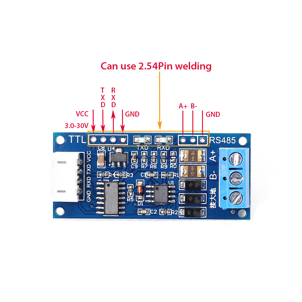TTL to RS485 For Arduino USB Module Converter AVR 3.0V ~ 30V Converter High EMC EMI 3.3V/5.0V Signals Hardware Automatic Control. 