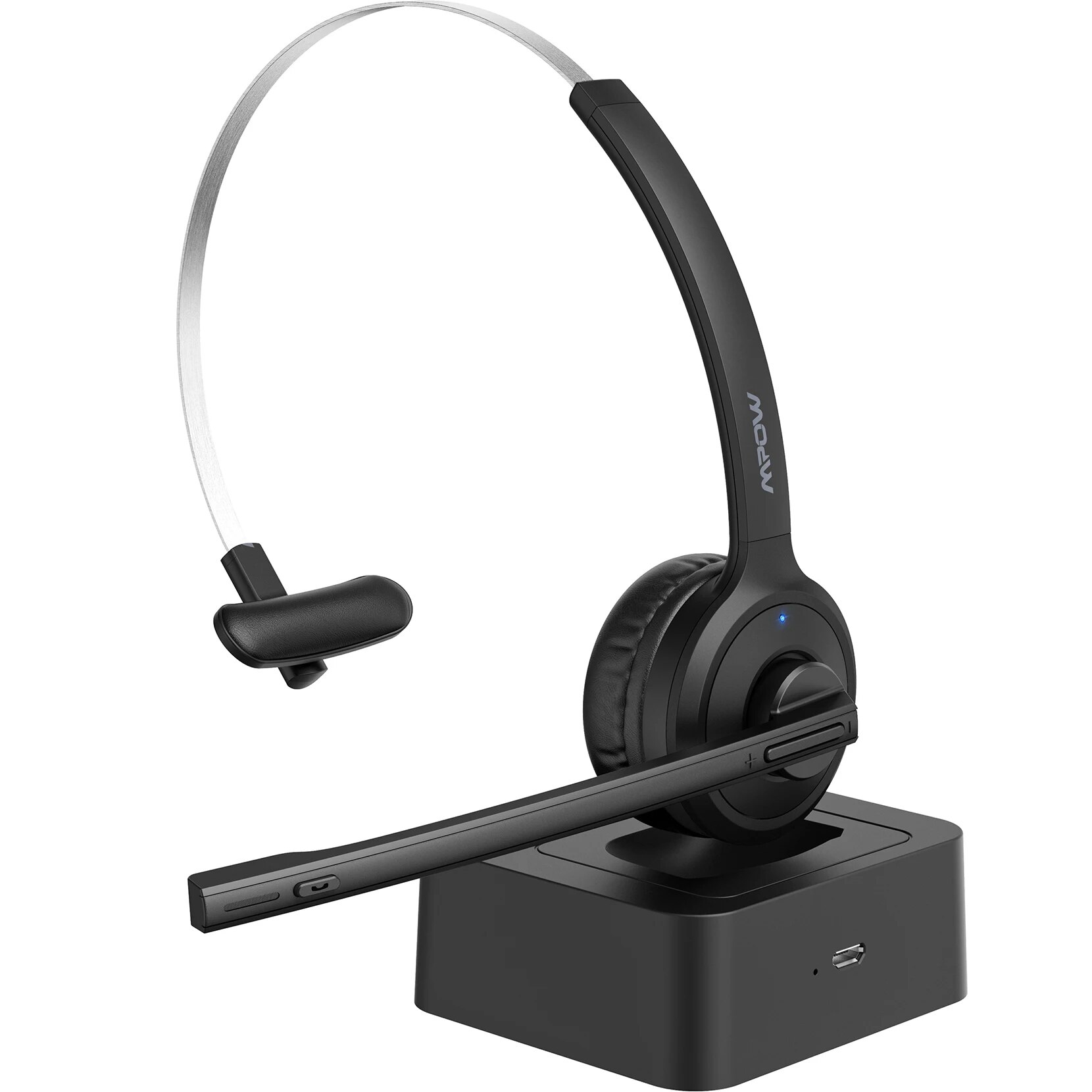 Mpow M5 Pro Bluetooth 5.0 Headphones with Mic Charging Base Wireless Headset for PC Laptop Call Center Office 18H Talking Time. 