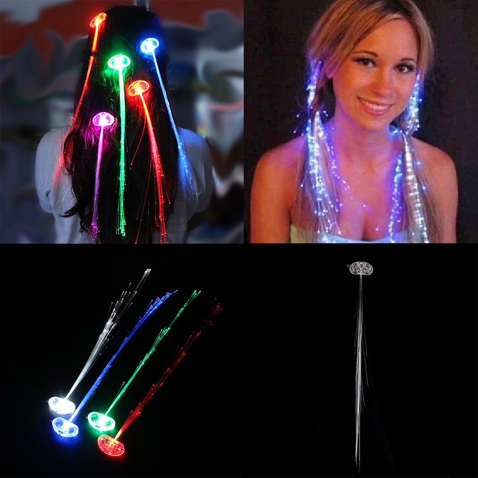Lbq 3pc Girls Color Led Light Up Braid Luminous Silk Braids Styling
