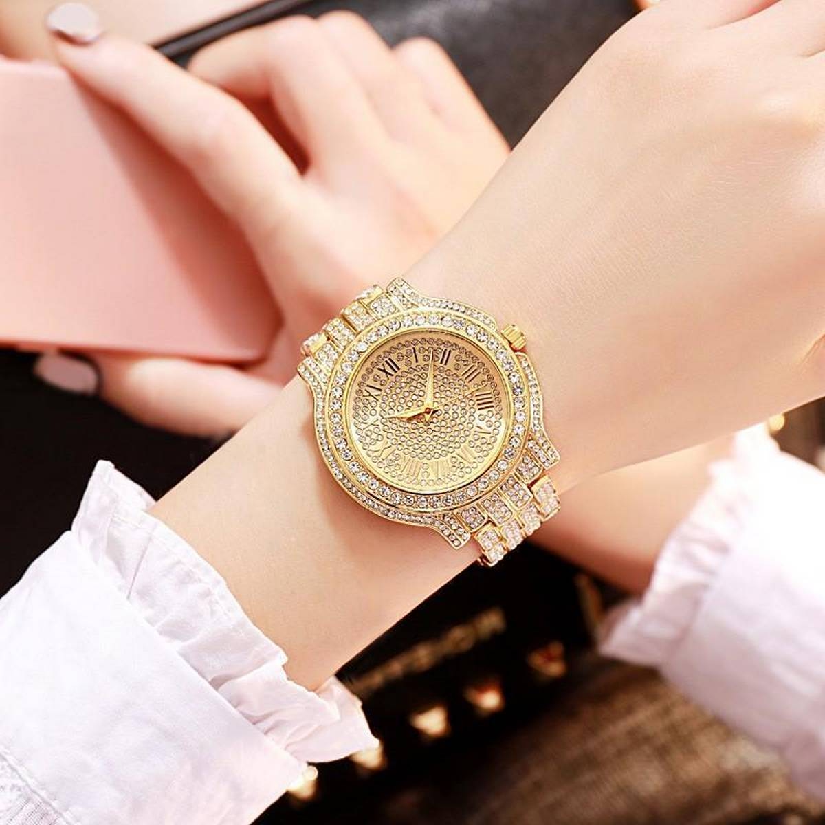 2019New star fashion Lady Wrist Watch Big Round Dials steel bracelet