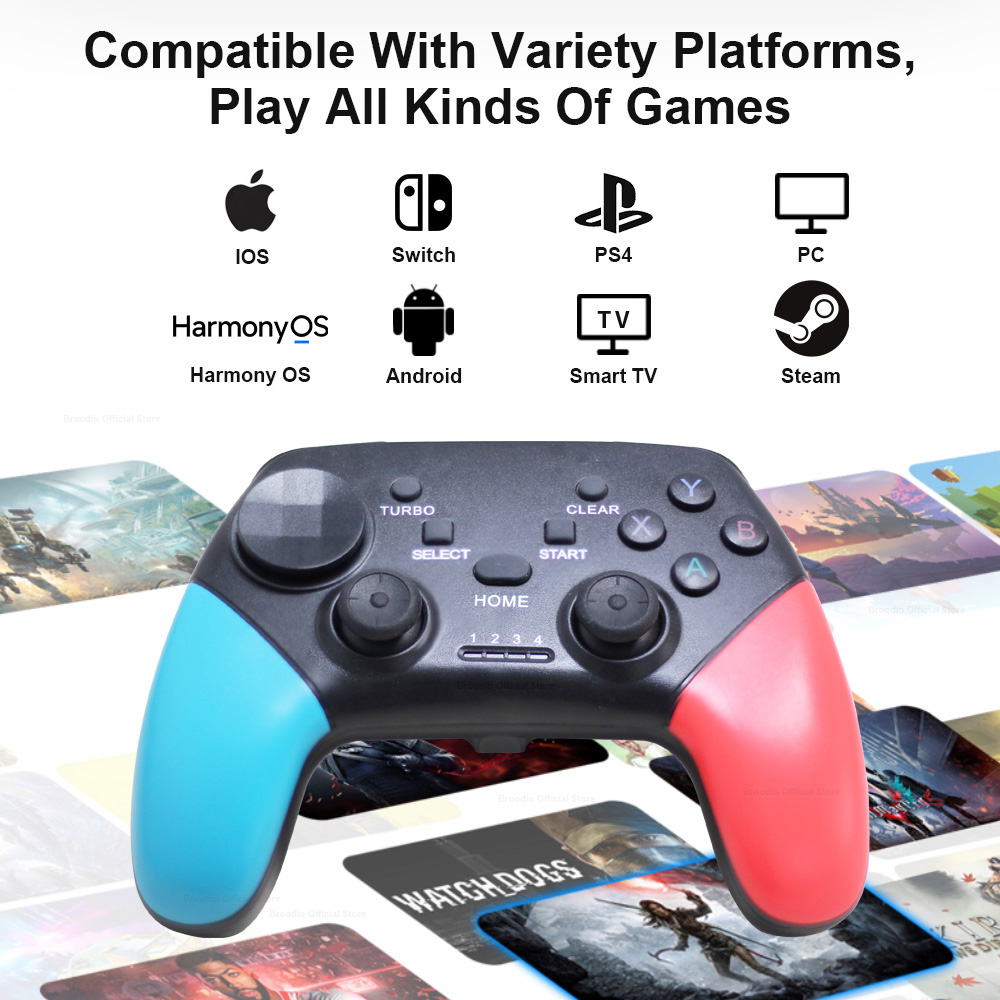 BROODIO Bluetooth Game Controller 2.4G Wireless Gamepad For Nintendo Switch Apple PS3 PS4 TV Box Games Android Phone PC Joystick. 