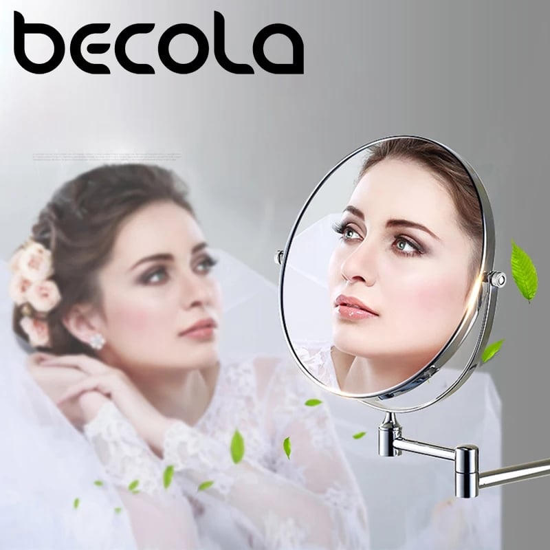 Hotel 8inch Diameter Bathroom Shaving Makeup Mirror Wall Mount Two Sides Chrome Extendable Swivel Mirror with 3X Magnifying. 