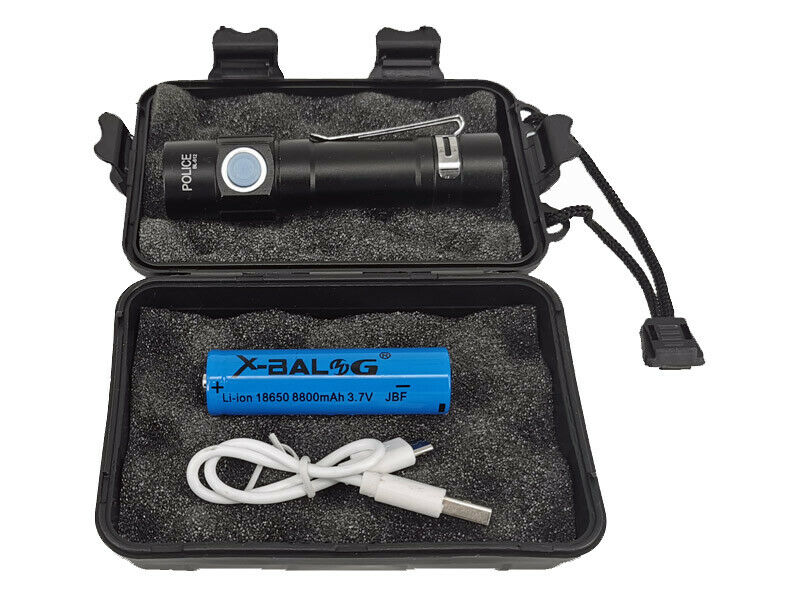 Brillante Torcia Led Torch Usb Rechargeable, Super Bright 600 Lumen Zoomable Pocket Torch Flashlight, Adjustable Focus Waterproof Powerful Torch For Camping. 