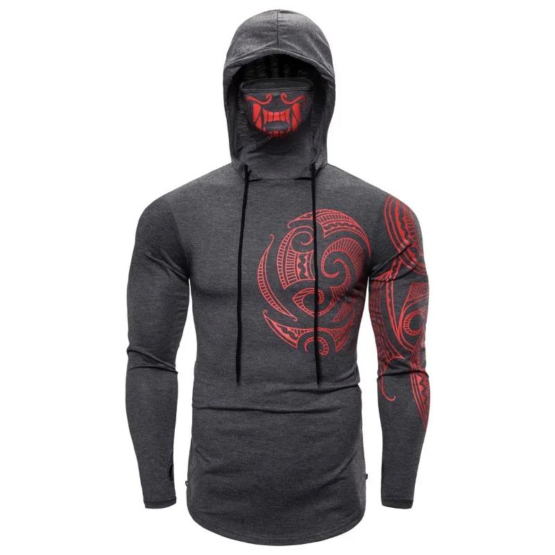 Autumn New Hooded Fashionable Street Style Hoodie Halloween Mask Print Design Ninja Sweatshirt Men Clothing. 