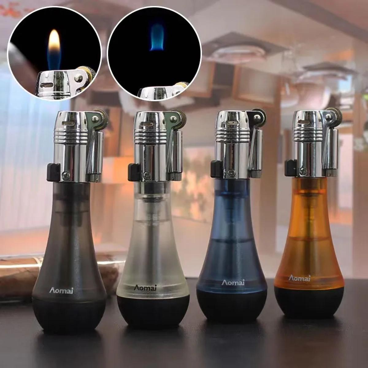 Creative Floating Flame Gas Lighter Ghost Fire Unusual Lighter Refillable Butane Nylon Visible Transom Lighter