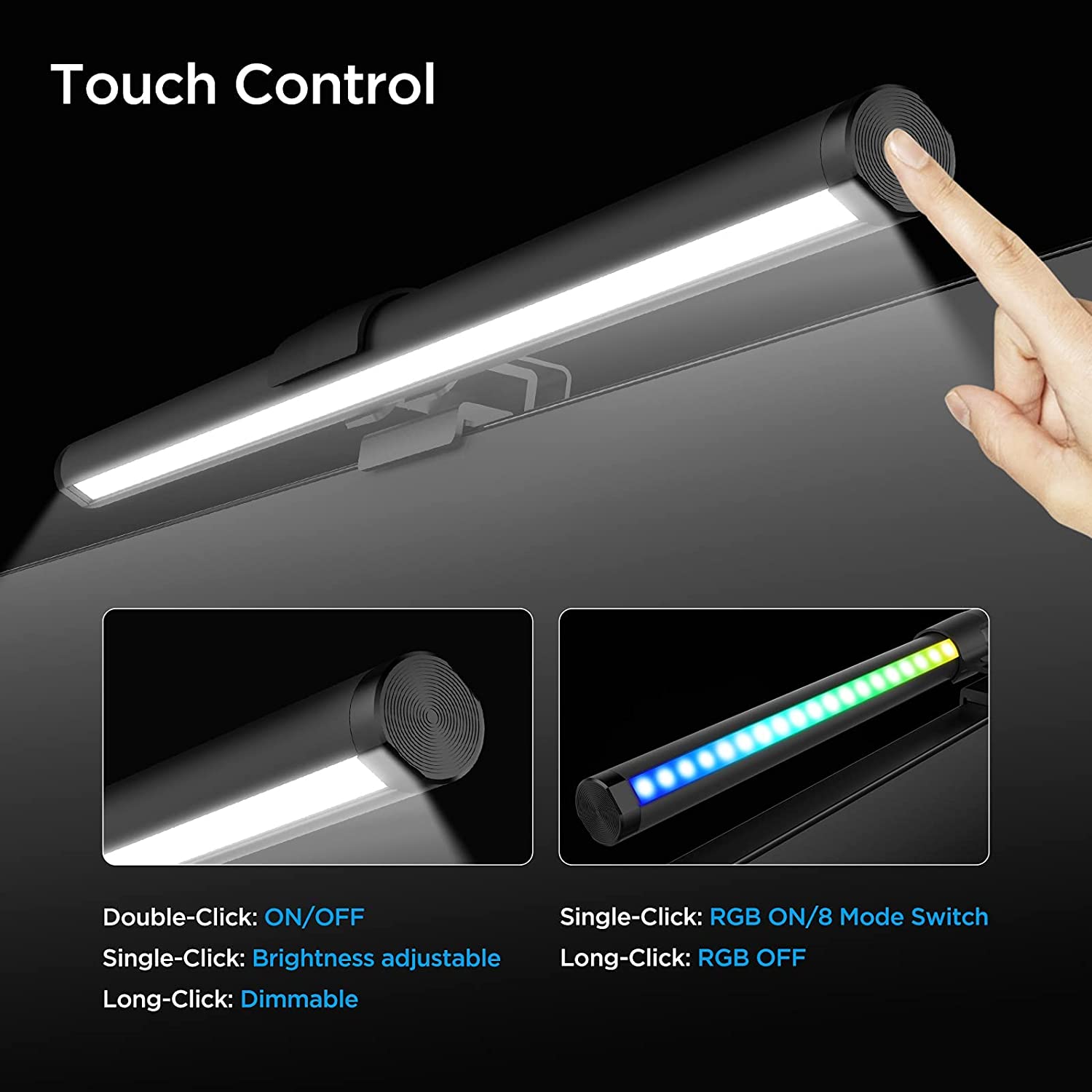 Wiscolor RGB LED PC Monitor Light Bar Computer Monitor Screen Hanging Light Stepless Dimming Eye-Care USB Atmosphere Table Lamp. 