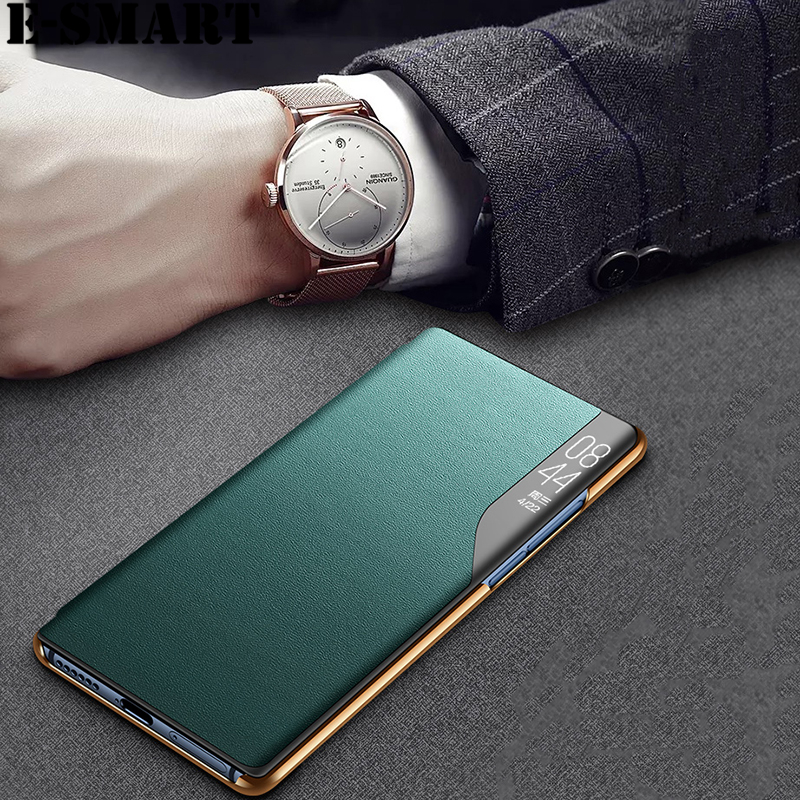 Phone Flip case Samsung Galaxy S10 Plus Clear Window View Smart Transparent PU Leather Stand Holder Phone case for Samsung S10 Plus Flip Back cover cases. 