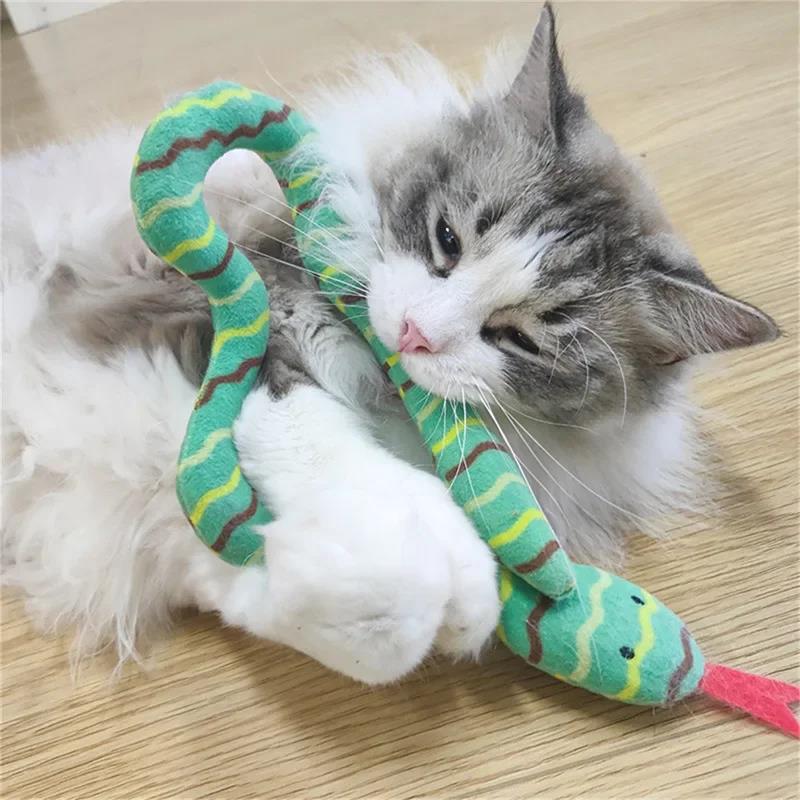 Catnip Toy Interactive Plush Cat Toy Gluttonous Snake Bite-Resistant Molar Interactive Toy Gift For Pet Accessories