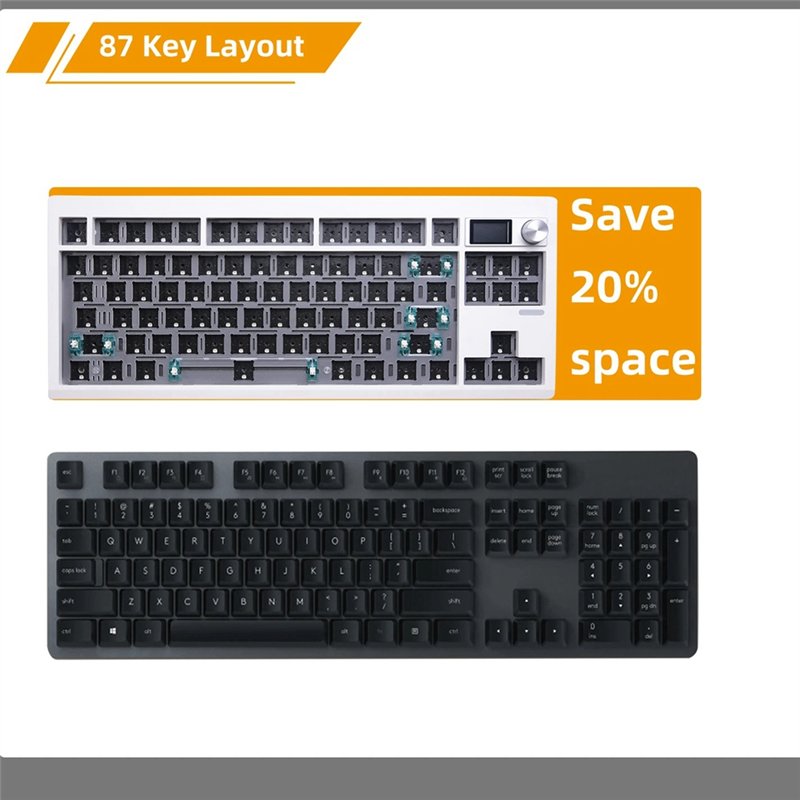 GMK87 Mechanical Keyboard KIT with Display Screen RGB Backlit Gasket Structure Gaming Hot Swap Keyboard Black. 