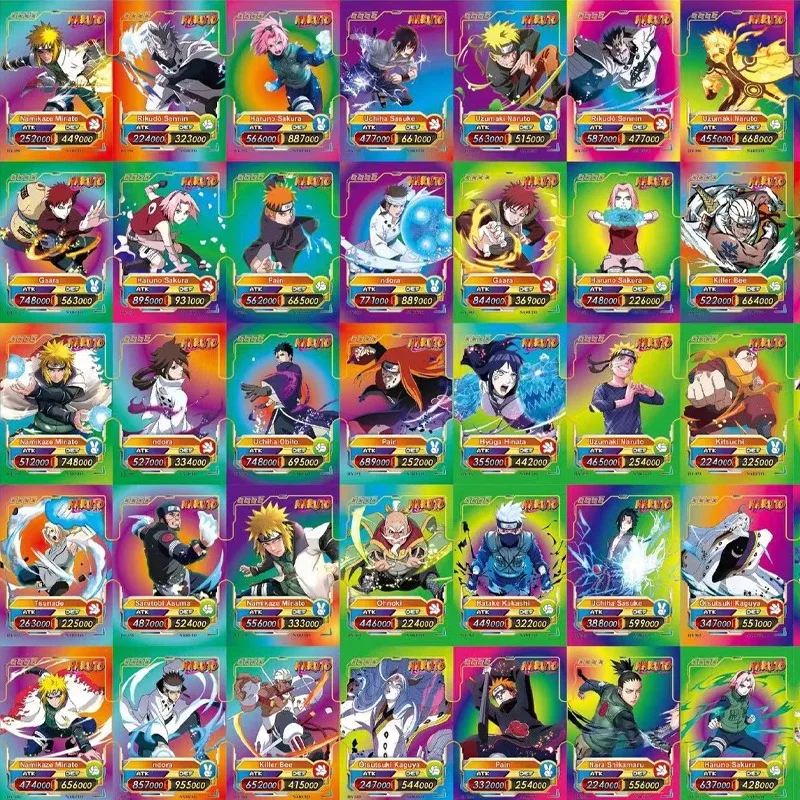 Naruto Gold Foil Card Golden Silver Black Colorful English Sasuke Itachi Kakashi Hinata Anime Game Collectible Battle Cards Toys. 