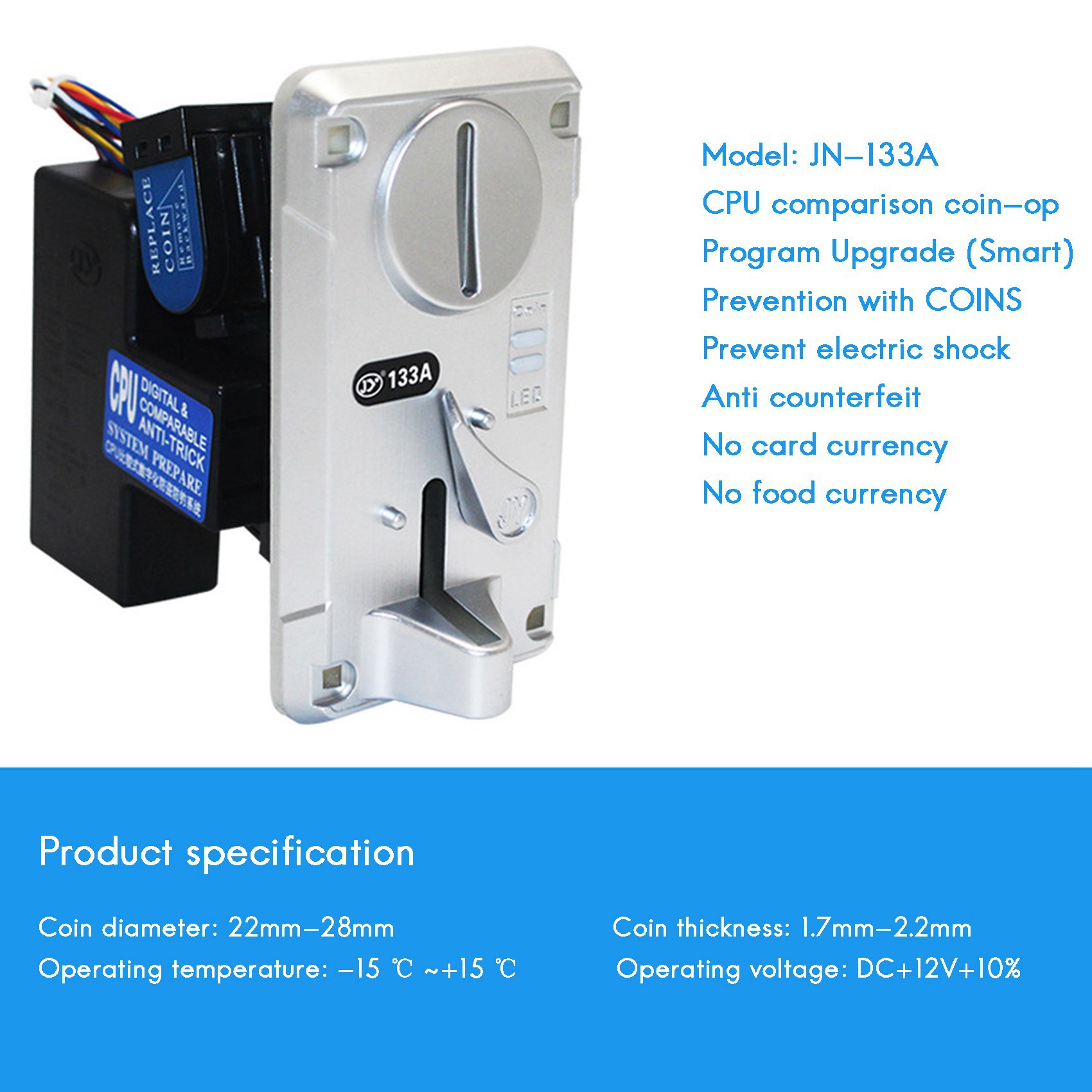 3X Coin Acceptor Coin Pusher JY133A CPU Arcade Coin Selector for Vending Machine Arcade Game Ticket Exchange. 