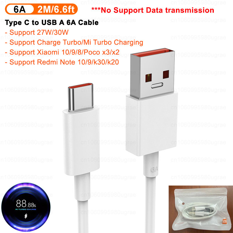Original Xiaomi 6A Usb Type C Cable Charger Turbo 120w Tipo Fast Charging Cabo For Mi 13 12 11 10 Pro Poco F4 Redmi Note 12 K50. 