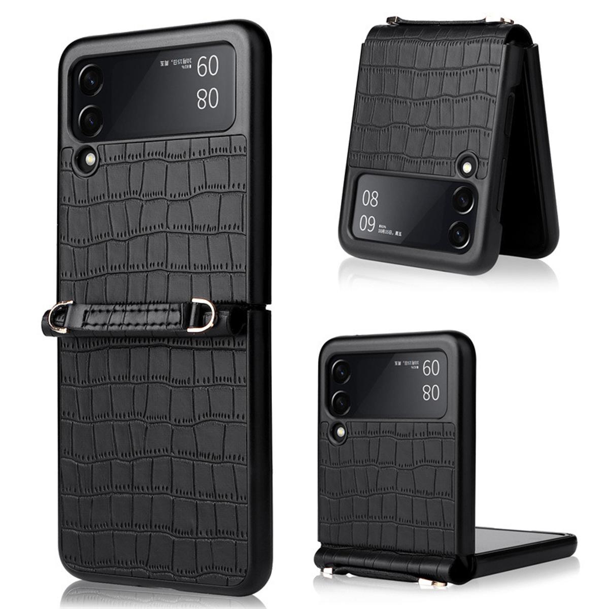 【Youyi】Lanz Suitable For Samsung Z Flip3 Mobile Phone Shell Siamese Bamboo Pattern With Hand Rope Protective Hard Shell Zflip3 5G Shell Luxury Easy Mobile Phone Case Cover Back Soft Side Anti-drop Edge. 