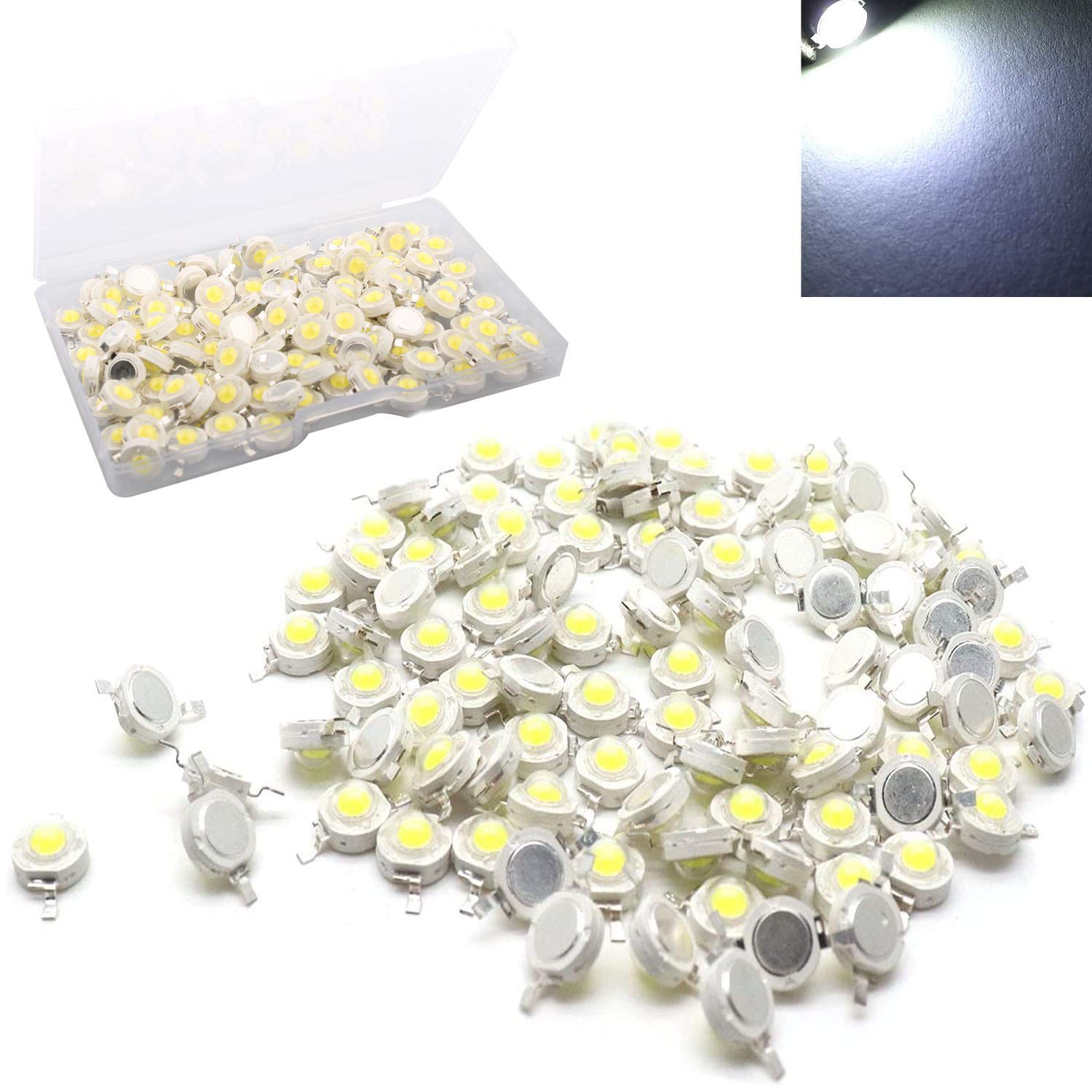 1W LED White Emitting Electrode Processor Bulb Light, High Brightness white 10PCS. 