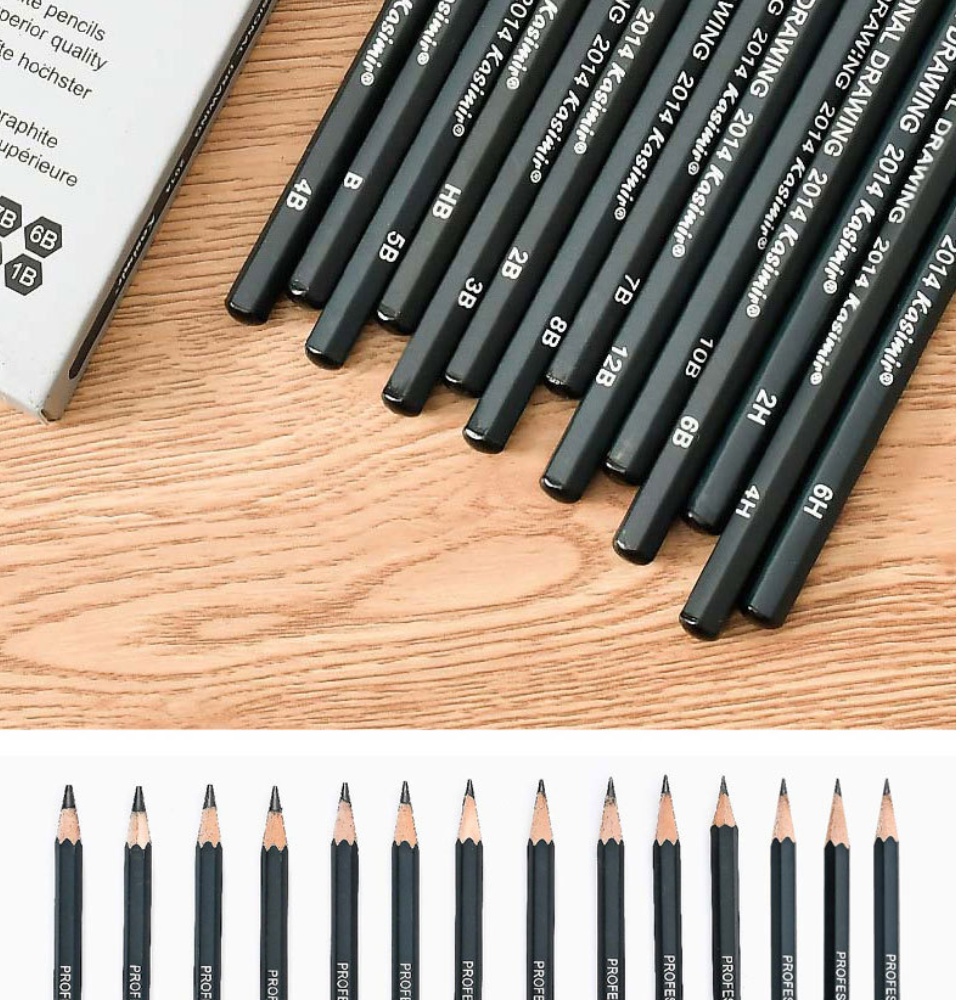 Kasimir 14pcs Sketch Drawing Pencils Set - 12B 10B 8B 7B 6B 5B 4B 3B 2B 1B HB 2H 4H 6H Pencil. 