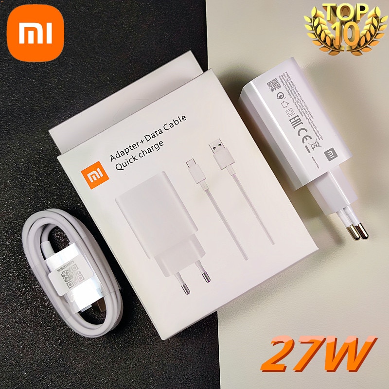xiaomi Fast charger 27W  EU QC 4.0 turbo quick charge adapter usb type c cable for mi 9 9t pro k20 pro mi note 10 lite. 