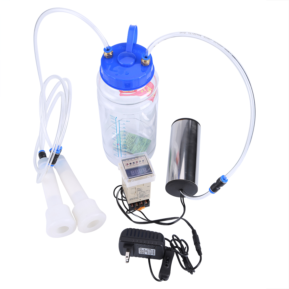 2L Portable Electric Milking Machine with Time Controller for Cow 100‑250V US Plug. 