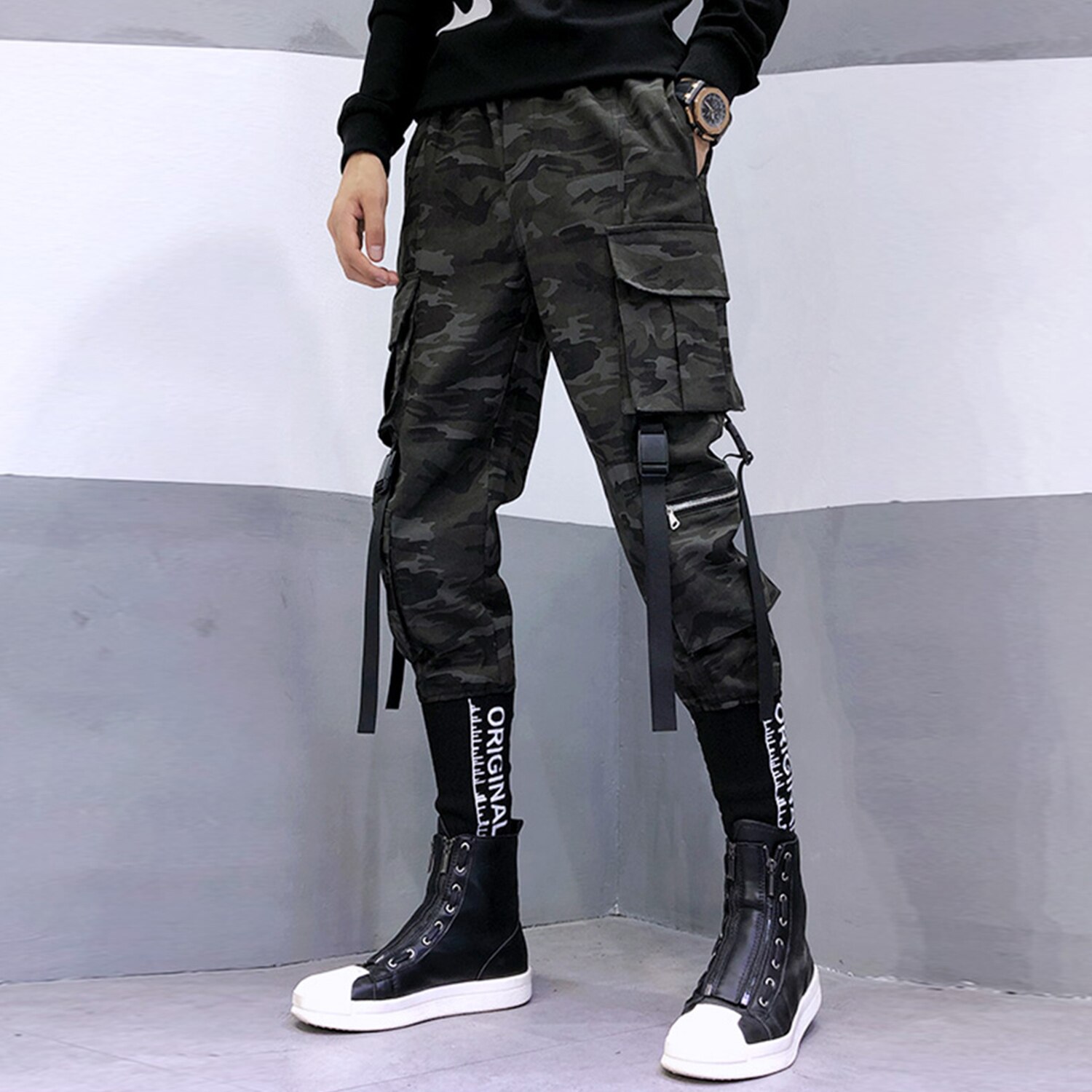 11 BYBB'S DARK Hop Slim Men Joggers Encrypted Embroidered Rib Ribbons Casual Streetwear Men Joggers Trousers. 