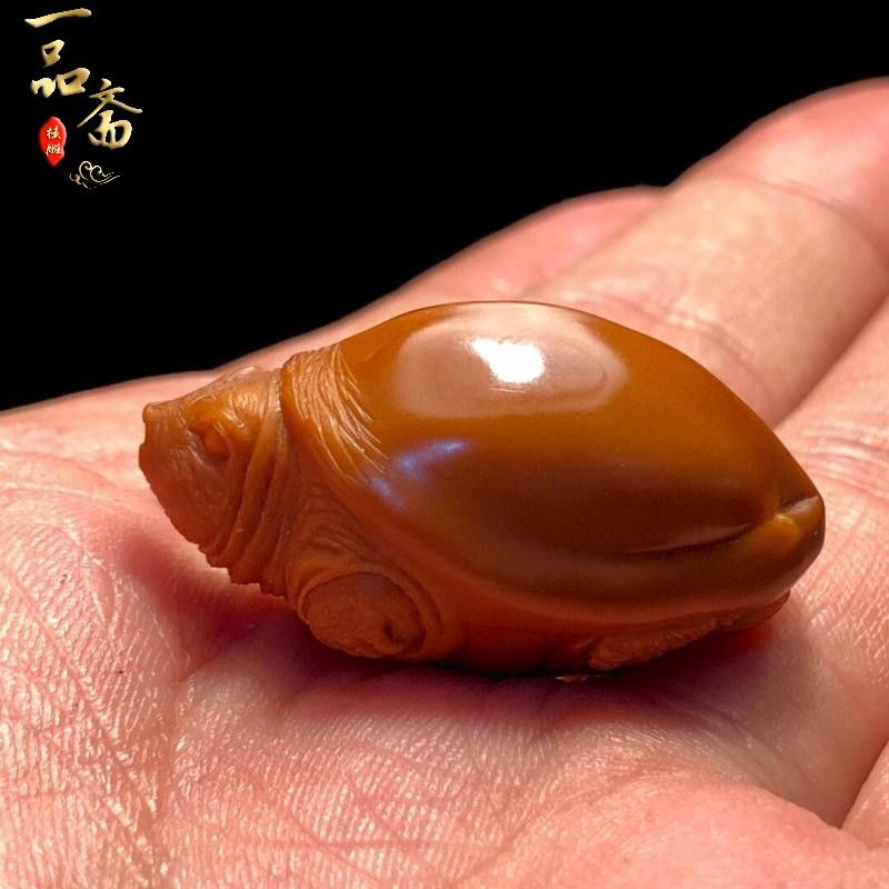 Fujia Tianxia Olive Nut Single-Turtle Pendant Carving Stone Carving Bracelet Beads Handheld Artsy Object. 