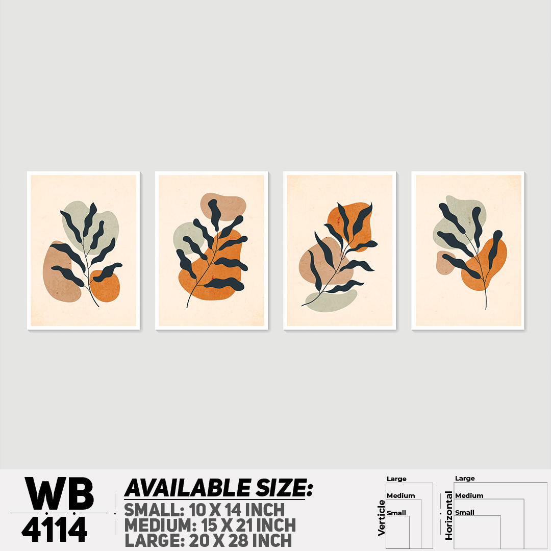 Leaf With Abstract Art (Set of 4) Wall Canvas For Home Decoration Wall Canvas Painting Canvas Art - WB4114 - Zoom Decor - Minimalistic Sophistication