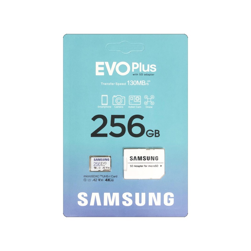 【Ready Stock+FREE Shipping+COD】SAMSUNG EVO Plus w/SD Adaptor 256GB Micro SDXC, Up-to 130MB/s, Expanded Storage for Gaming Devices, Android Tablets and Smart Phones, Memory Card, MB-MC256KA/AM. 