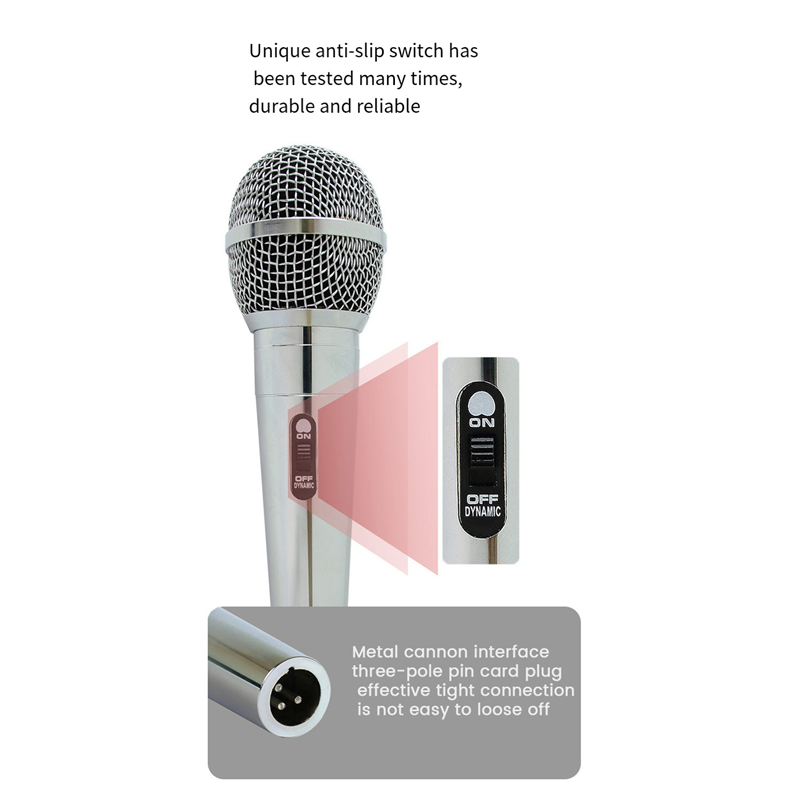 Microphone Wired Metal Dynamic Microphone Clear Voice Mic for Vocal Music Performance. 