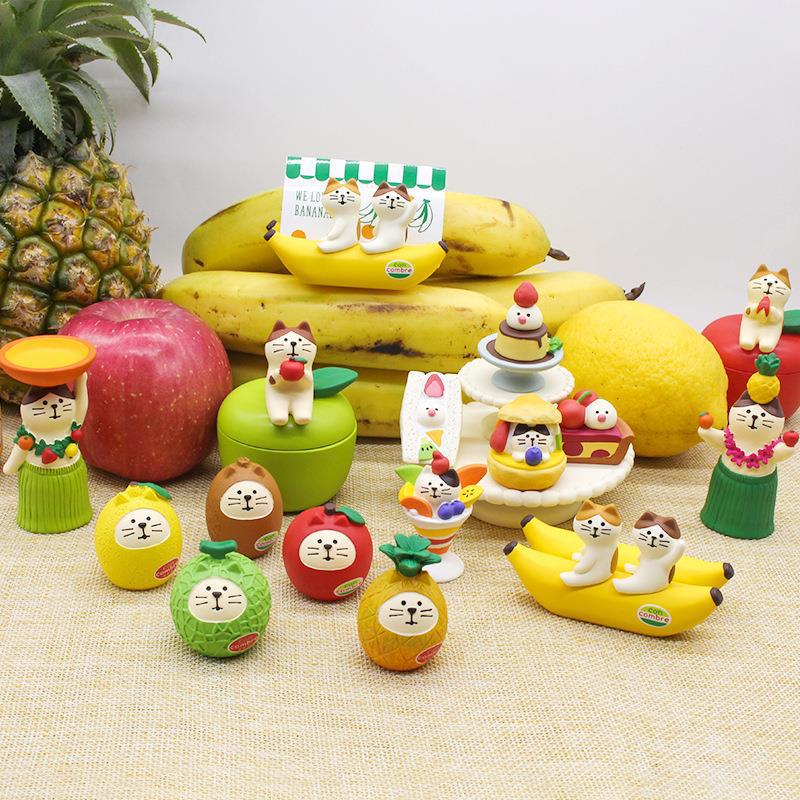 Japanese style cat ZAKKA miscellaneous goods fruit cat cat storage INS creative gift miniature scene Zeng Wan. 