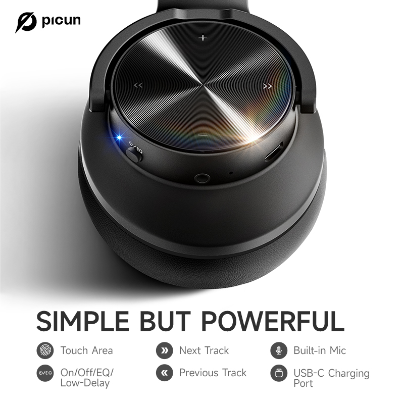 Picun B8 Bluetooth Headphones, 120 Hours Headset Wireless, 3EQ Game Mode, Hands-Free Calls, Travel Home Office Cellphone PC. 